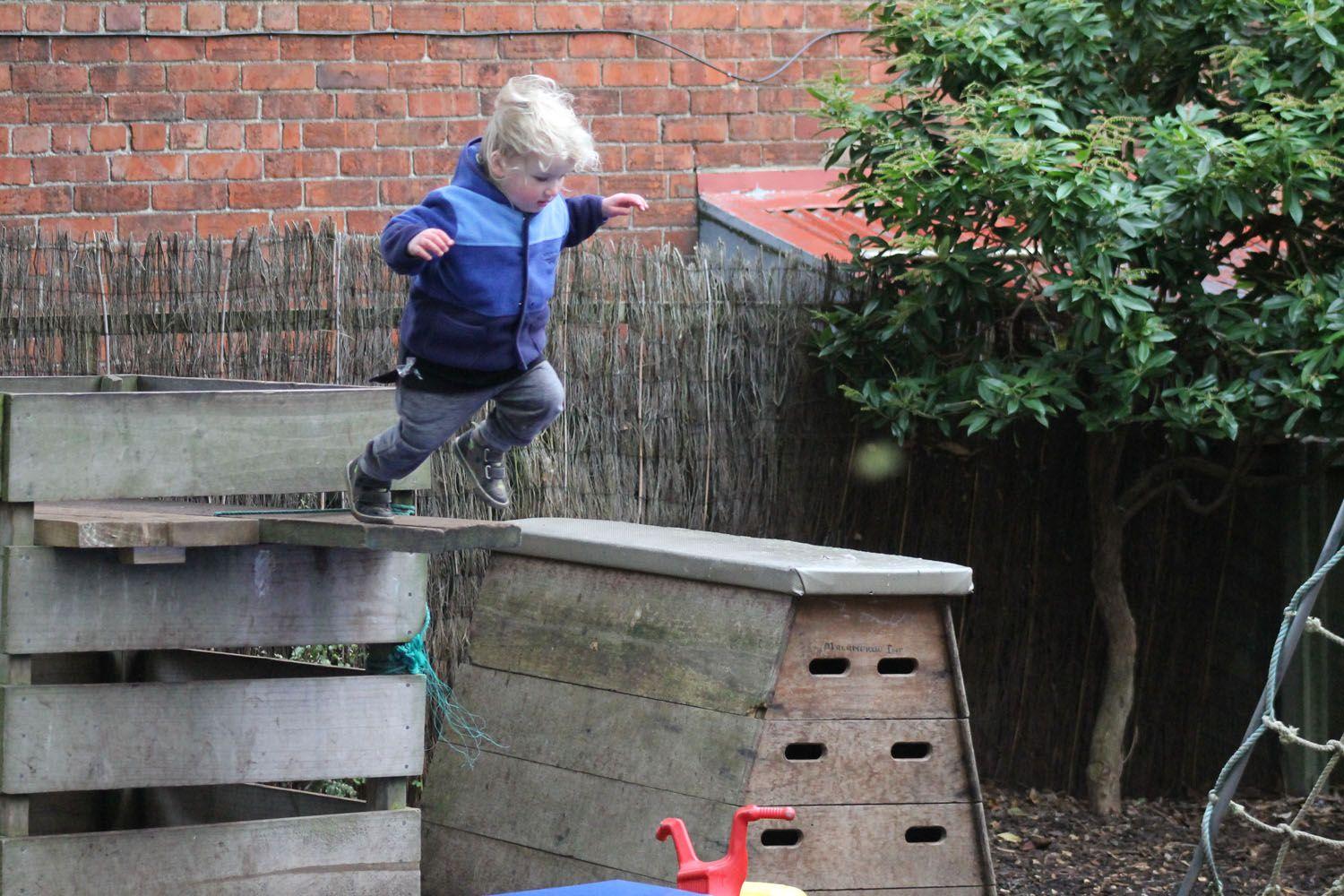 Kid on obstacle course